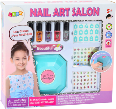 Zestaw piękności LEAN Toys Manicure do stylizacji paznokci z lakierami naklejkami i suszarką 19576 (5905991009511)