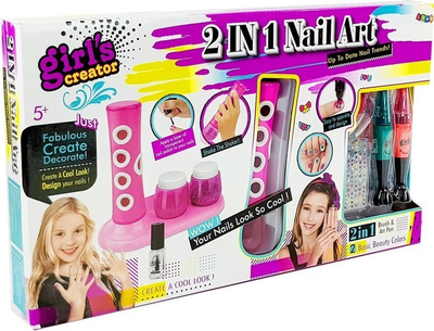 Zestaw piękności LEAN Toys do malowania paznokci z dozownikiem brokatu i kolorowymi naklejkami 8508 (5903802458978)
