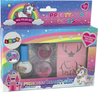Zestaw piękności LEAN Toys z lakierami do paznokci sypkim brokatem i szablonami 16591 (5905884451007)