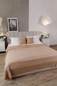 Плед 200х220 см COTTON бежевий (040379) 4823093472761