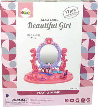 Toaletka LEAN Toys do makijażu z lustrem światłami i dźwiękiem Różowy 10831 (5905214974787)
