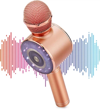 Детский караоке микрофон Bluetooth WSTER WS669 с динамиком и колонкой беспроводной микрофон Розовый
