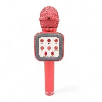 Караоке микрофон Bluetooth DM WS1818 с динамиками беспроводная колонка микрофон для пения Красный