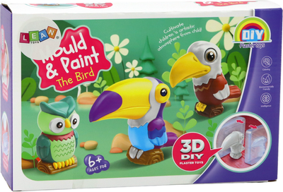 Креативний набір LEAN Toys для створення 3D-птахів з гіпсу та фарб 17790 (5905991006404)