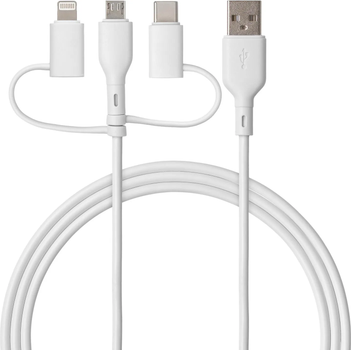 Kabel Qualo Recycling USB Type-A – microUSB/Lightning/USB Type-C 1.5 m White (5907457783478)