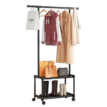 Підлогова стійка-вішалка для одягу та взуття з полицями Single-Pole Shoe and Hat Rack 165×93×35 см