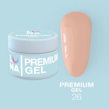 Гель LUNAMoon Premium Gel №26 – темный беж 15 мл для укрепления, выравнивания и наращивания ногтей