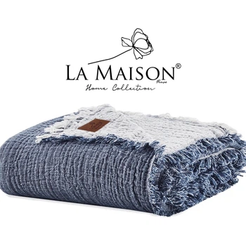 Муслиновое покрывало La Maison 230×240 Selin синий