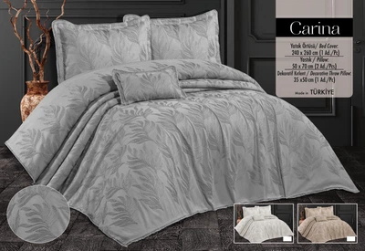 Жаккардовое покрывало с наволочками Carina Grey 240 x 260 см