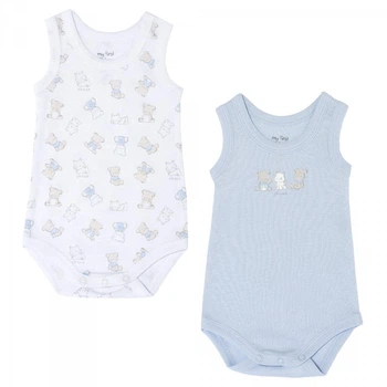 Боди 2 шт для мальчика Chicco 091.11238.021 50 см Белый/Голубой
