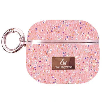 Чехол Bling World Rock Diamond для AirPods 3, TPU, кристальный дизайн Pink