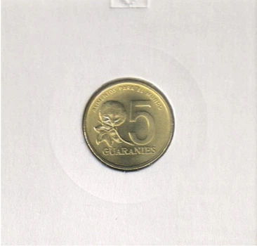 Монета Парагвай 5 гуарани 1992 UNC (KM#166a)