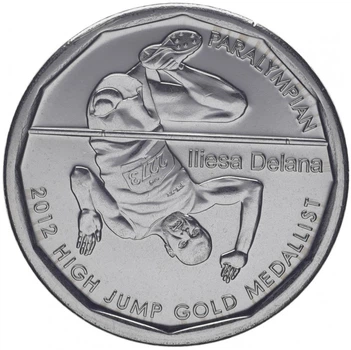 Монета Фиджи 50 центов 2013 UNC XXX летние Олимпийские игры в Лондоне Паралимпиада - Прыжки в высоту (KM#515)