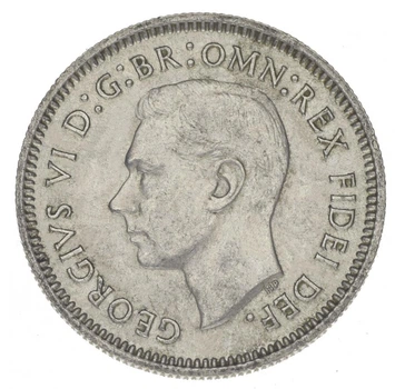 Монета Австралия 6 пенсов 1951 Серебро F-VF (Ag 500, 2,83 грамма)