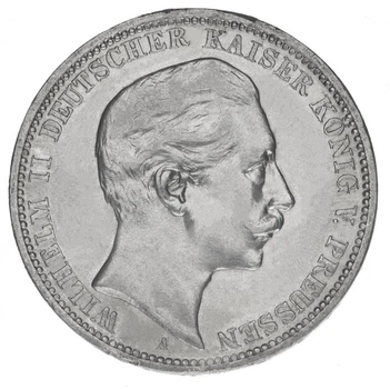 Монета Германия 3 марки 1908 Серебро F-VF Германский император Вильгельм II