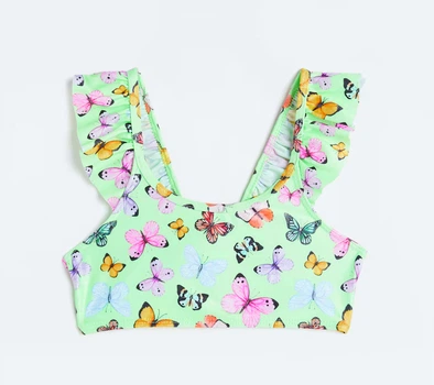 Верхняя часть купальника с рюшами для девочки H&M 1044746-009 110-116 см (4-6 years) Зеленый
