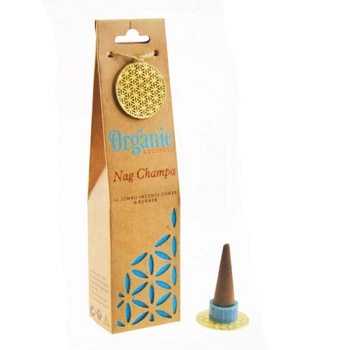 Ароматические конусы с керамической подставкой Наг Чампа Organic Goodness 12шт в коробке Nag Champa