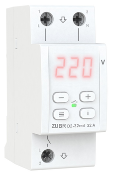 Реле напруги ZUBR D2-32 red з максимумом функцій (32 А, 7 700 ВА) (4820120222665)