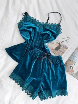 Женский велюровый комплект майка та шорты Helen Collection L-XL волна