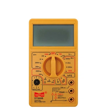 Мультиметр цифровой HAOYUE DT860B/700B, батарейка 9V, 2 щупа, с экраном Yellow