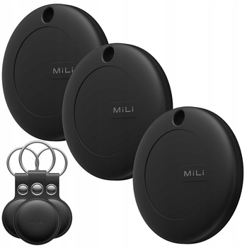 Трекер MiLi MiTag APL Black + чорний чохол 3 шт. (6938012332670)