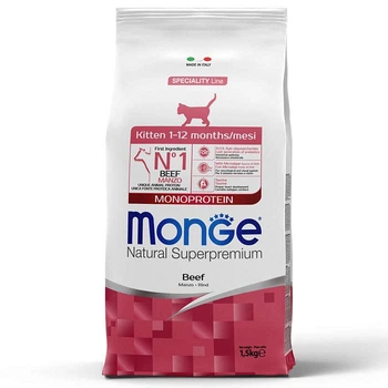 Сухой корм MONGE CAT Monoprotein Kitten для котят Говядина - 1,5 кг