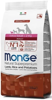 Сухой корм MONGE DOG Extrasmall Adult ягненок и картофель - 2,5 кг