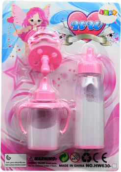 Zestaw akcesoriów Lean Toys Butelki ze znikającym mlekiem 2 szt + Smoczek dla lalek (5905991055754)