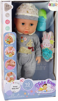 Пупс Lean Toys з функцією пісяння Grey 38 см (5905214972097)