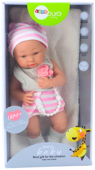 Пупс Lean Toys в одязі з шапочкою White/Pink 42 см (5905991015369)