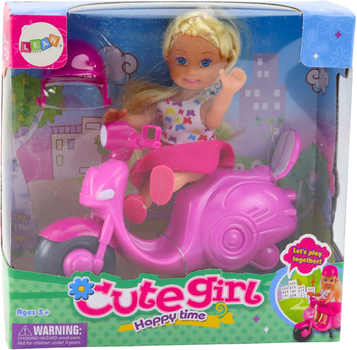 Міні-лялька Lean Toys на самокаті з рожевим шоломом 11 см (5905991058885)