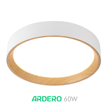 Накладний світильник ALMOND 60W AL5087 ARD бiлий + дерево Ardero 3000-6000К 2700Lm без пульта Ø390х70мм