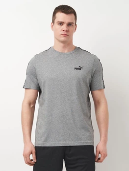 Футболка хлопковая длинная мужская Puma Ess Tape Tee 68467403 L Medium Gray Heather (4067983324307)