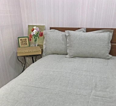 Комплект постільної білизни льон SoftLine дитячий сірий 100% льон 145×200 см