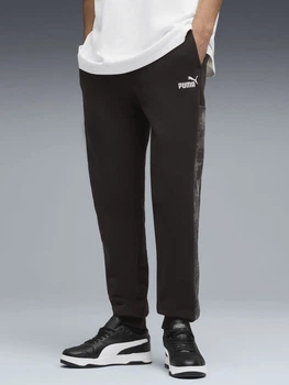 Спортивные штаны утепленные мужские Puma Essentials Graphics 68937101 S Black (4069156541009)
