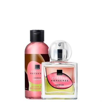Жіночий парфумерно-косметичний набір Avon Perfect Nonsense Choco Tuberose (парфумна вода 50 мл парфумований гель для душу 150 мл)