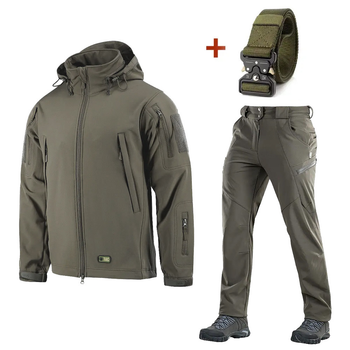Форма M-TAC Soft Shell на флисе Куртка и Брюки + Подарок ремень Кобра олива размер M