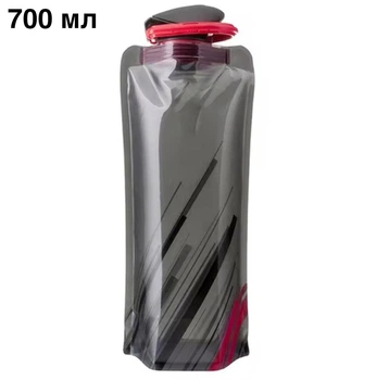 Складная спортивная бутылка для воды Bottle мягкая дорожная фляга с карабином для путешествий / кемпинга / походов / туризма, 700 мл, черная (110307577)
