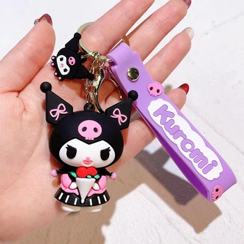 Брелок дитячий для ключів, рюкзака "Куромі (Kuromi) / Hello Kitty (Хеллоу Кітті)" чорний 113-1