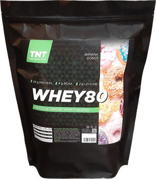 Комплект Сывороточный протеин Whey Protein 80% TNT 2 кг + Омега-3 60 капс Банановый пончик