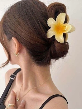 Заколка для волосся Hawaiian flower Крабик зажим Гавайский цветок Fashion Jewelry 8 см Yellow Желтый