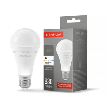 Акумуляторна світлодіодна лампа Titanum A68 9W E27 4000K 220V (TL-EMA68-09274)