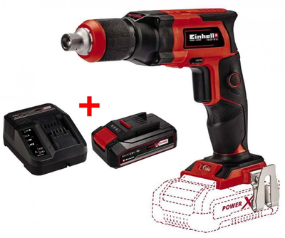 Аккумуляторная отвертка Einhell TE-DY 18 Li - Solo для гипсокартона : с АКБ 18V 2,5 Ah + ЗУ, 4000 об/хв, 4.5H*m