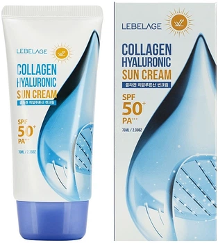 Солнцезащитный крем для лица SPF 50 + РА + + + - Lebelage Collagen Hyaluronic Sun Cream 70ml (1428528-39691797)