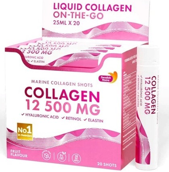 Морський колаген Swedish Nutra Marine Collagen 12 500 мг (25 мл x 20 шотів) (7350122363068)