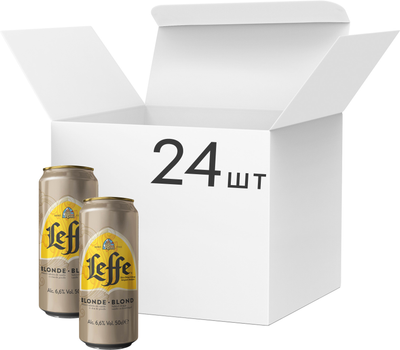 Упаковка пива Leffe Blonde светлое фильтрованное 6.6% 0.5 л x 24 шт (5410228222941)