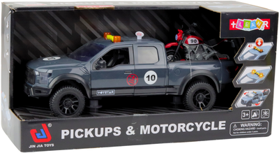 Іграшка LEAN Toys Пікап з мотоциклом світлом і звуками 1:12 Сірий 24713 (5905991057635)