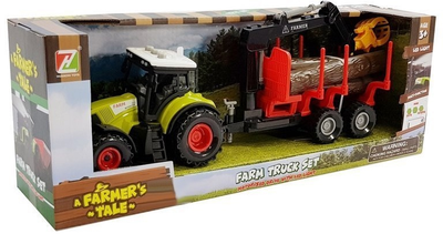 Zabawka LEAN Toys Traktor z przyczepą leśną z drewnem i ramieniem 5847 (5905323219298)