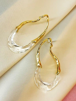 Женские сережки большие Стильные jewelry Золотистые