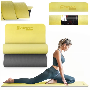 Коврик для фитнеса и йоги Hop-Sport TPE 0 6 см HS-T006GM желто-серый гимнастический коврик каремат